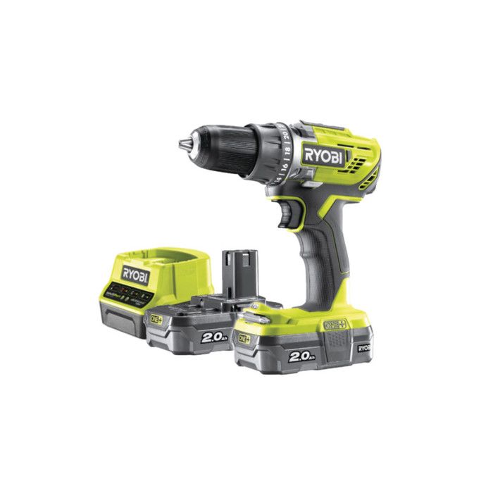 RYOBI - Perceuse-visseuse 18V ONE+ 2 vitesses 50Nm - Eclairage LED - Avec 2 batteries 2 Ah, chargeur & sac transport - R18DD3-220S