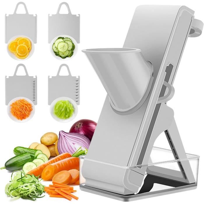 Mandoline De Cuisine Manuelle Inovia Slicéo - Lames Inox Interchangeables, épaisseur Réglable, Sécurisée Avec Poussoir - Pour Légumes