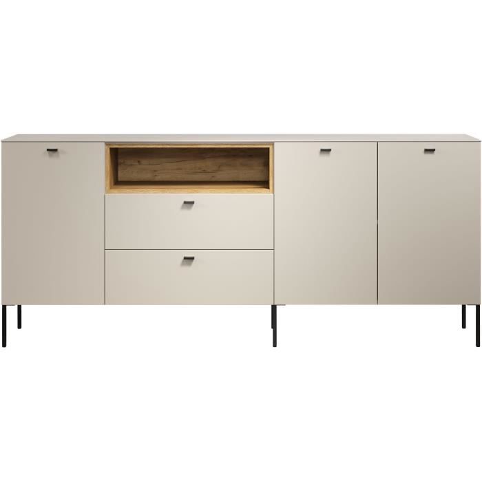 Trendteam Buffet - SAO PAULO - Cachemire / Chêne blond - 3 portes 1 niche 2 tiroirs - 197 x 42 x 85 cm