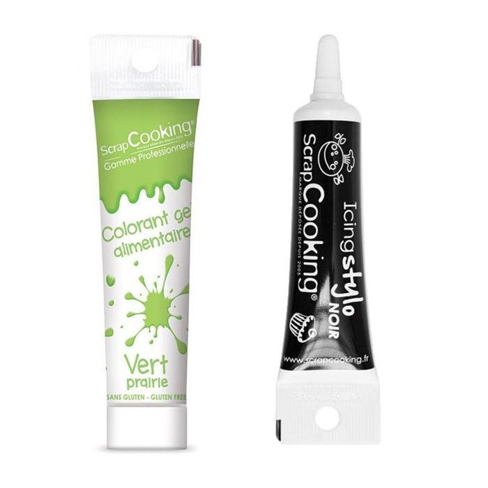 2 Colorants Alimentaires Rouge-jaune Stylo Glaçage Noir