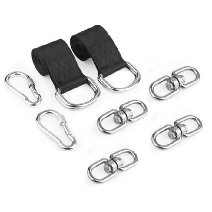 4 Sanglies Hamac/Suspension - Polyester, Charge 300 Kg, 2.5x25 Cm, Avec Anneaux D Et Mousquetons - 2
