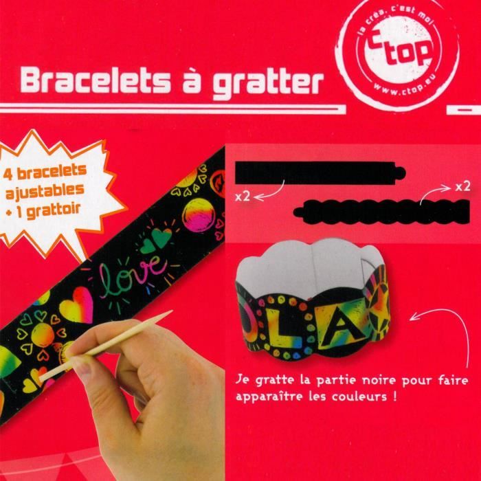 MEZOOM 30pcs Bracelets à Gratter Dessin Gratter pour Enfants Bracelets Magique Coloré Scratch Art Loisirs Créatifs écriture Jeux Carte Rainbow Arc-en-Ciel avec 3 Styles en Bois 