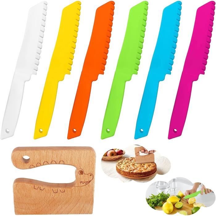 Baiyuanli Couteaux de Cuisine en Plastique Couteau pour Enfants eois 7 Pcs  Couteaux de Chef pour Enfants avec Lame Dentelés Cout287