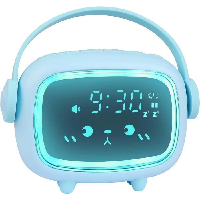 Réveil Éducatif PIXESTT Jour/Nuit - Silencieux - Veilleuse - Snooze - 5 Décos Personnalisables