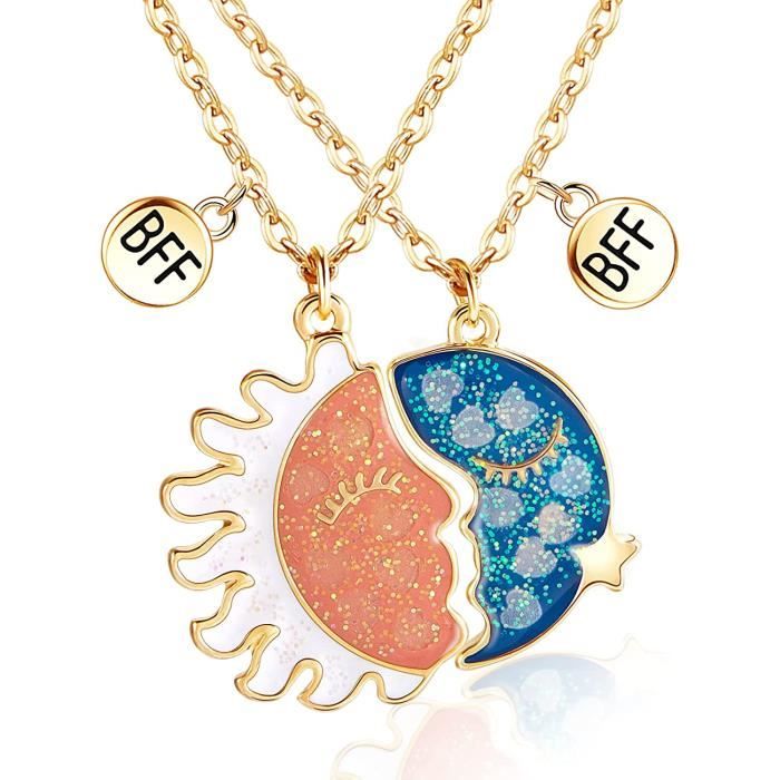 4 Colliers D'amitié Puzzle BFF - Cœur Séparé En 4 Parts - Cadeau Pour Meilleures Amies - Métal Hypoallergénique