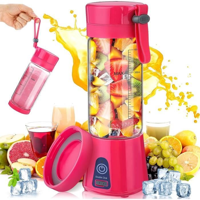 Smoothie Maker To Go Blender Portable 700 Ml 6000 MAh Fonction Autonettoyante Avec 6 Lames Tranchantes Et Brosse De Nettoyage Convient Pour La Préparation De Jus Et De Milkshake Noir