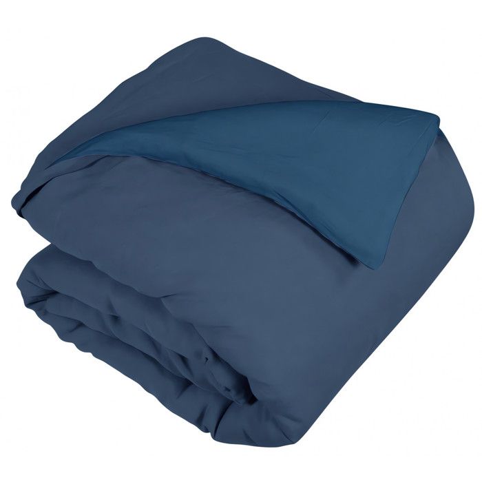 Housse De Couette Linah Bleu Canard 260x240 Cm – Lin Lavé 100% Naturel Atmosphera 2 Personnes