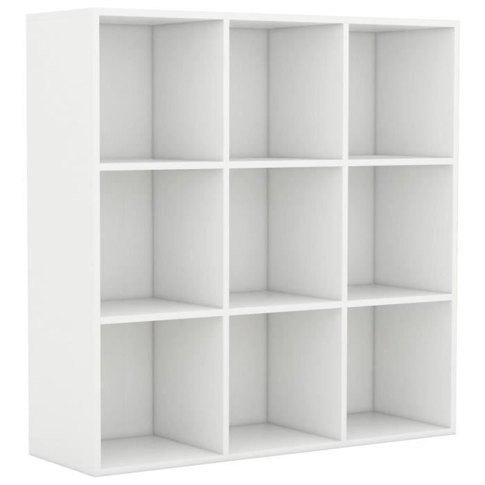 Armoire à livres - VIDAXL - Bibliothèque Blanc Vintage - 9 étagères - 98x30x98 cm