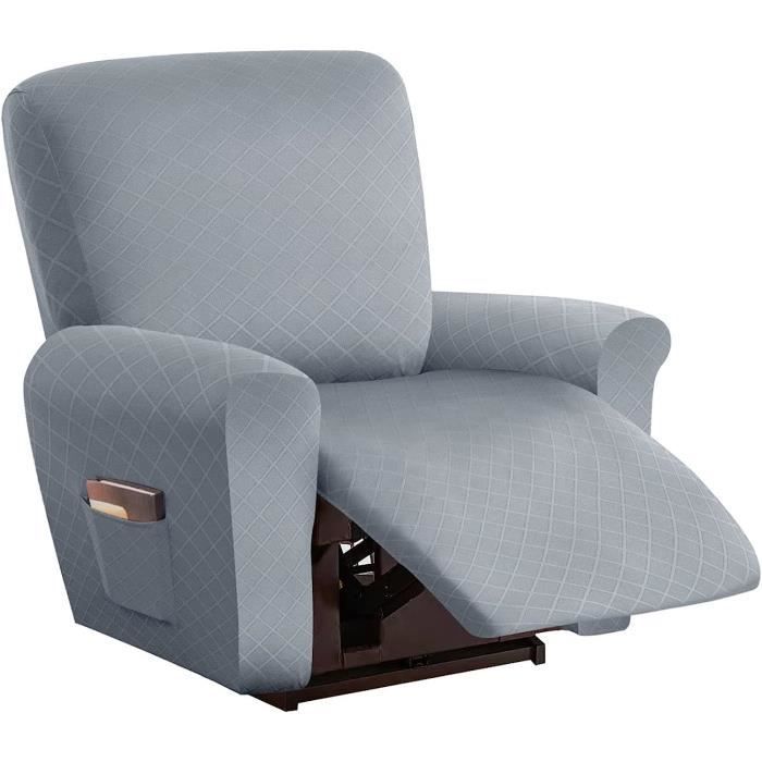 Elastique Canapé Relax Sofa Housse avec Poche 1Place Fauteuil Relax Housse De Canapé Antidérapant Grey