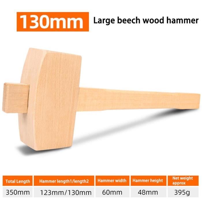 Marteau En Bois Massif Munefe - Maillet De Charpentier En Hêtre, 295 Mm, Pour Travail Du Cuir Et Artisanat