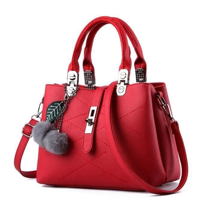 Sac à Main Céline Cuir Rouge Pointillé - 23x27cm - Attaches Dorées - Occasion Idéal Soirée