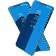 Coque Redmi Note 10 4g Xiaomi Housse Etui À Rabat Chromé Miroir Cover View bleu-1