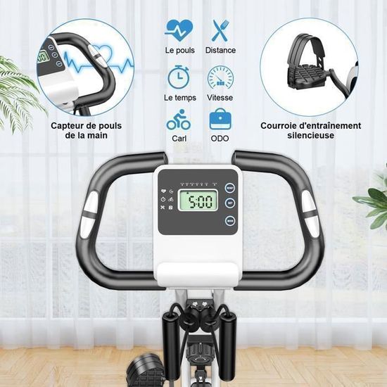 Vélo D'appartement Pliable 4 En 1 – 10 Niveaux Magnétiques, LCD, Charge 150 Kg, Bandes Incluses