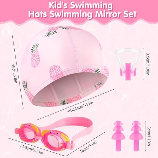 Rose Lunettes de natation réglables pour enfants, bouchon d'oreille Rose Lunettes de natation réglables pour enfants, bouchon d'oreille