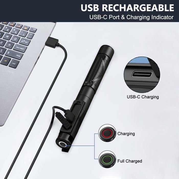 WORKPRO 2PCS Stylo LED Rechargeable Mini Lampe de Poche Lampe de Poche WORKPRO 2PCS Stylo LED Rechargeable Mini Lampe de Poche Lampe de Poche