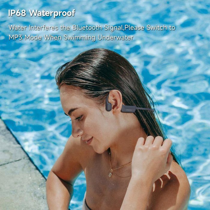 Casque Natation Conduction Osseuse - Écouteurs étanches IP68 Avec MP3 32Go - Bluetooth 5.4 Pour Piscine, Course, Vélo