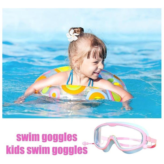 Lunettes De Natation Enfants Large Vision - Anti-UV, Anti-fuite, Sans Pont Nasal - Pour Piscine, Mer - 3-15 Ans