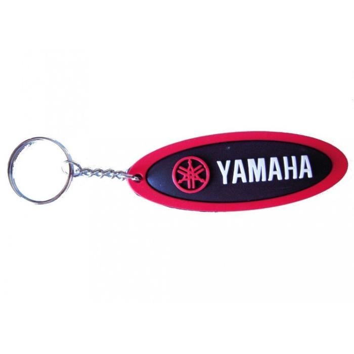Porte clé moto yamaha oval noir et rouge plastique souple sportive