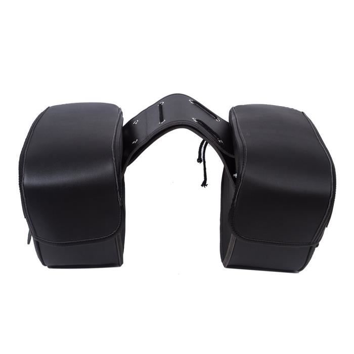 DREAMIZER Sacoche De Selle Moto Universelle En Cuir Avec Poche Bouteille - Étanche Pour Harley Honda Kawasaki