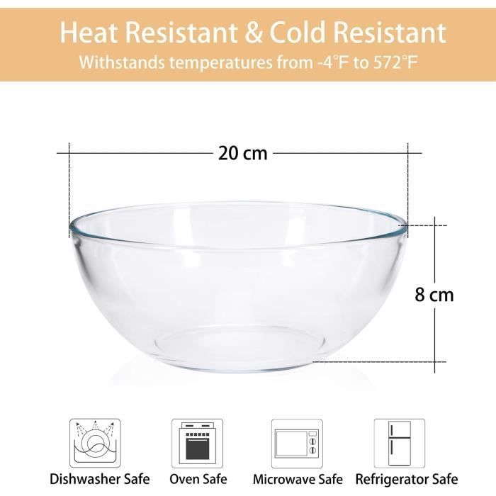 2 Saladiers En Verre Trempé ChasBete - Ø20cm - Résistants Micro-ondes Et Lave-vaisselle