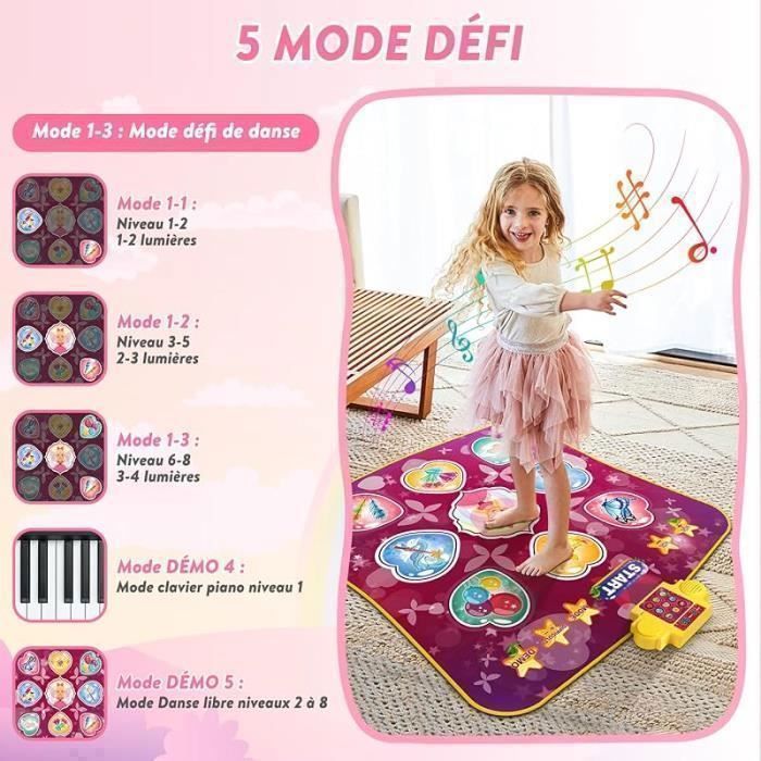 ZWOOS Tapis De Danse Pour Enfants De 3 à 12+ Ans, Éclairé