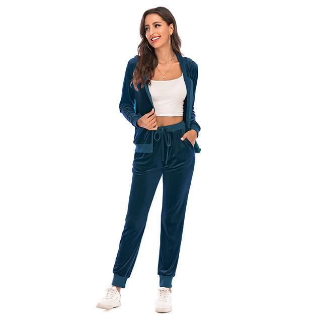 Survêtement Femme Ensembles Velours Sportswear Sweat Zippé à Capuche  Pantalon 2 Pièce Jogging Suit Sport Pyjama Décontracté-bleu cie bleu ciel -  Cdiscount Sport