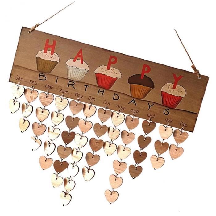 Calendrier de rappel d'anniversaire Mur de bricolage en bois suspendu  Cupcakes Calendrier avec coeur Tags en bois Accueil Décoration - Cdiscount  Beaux-Arts et Loisirs créatifs