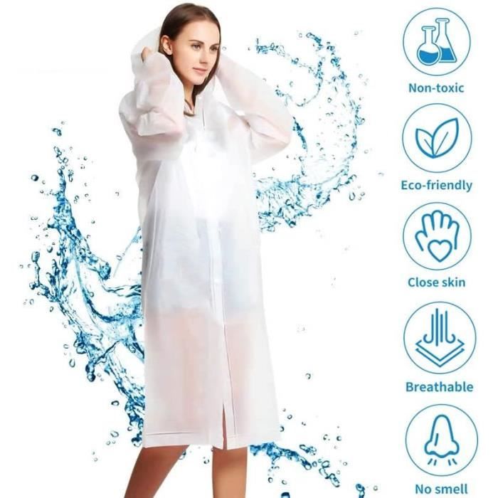 Poncho De Pluie Réutilisable Gerhannery - Imperméable EVA Léger - Unisexe Pour Festivals Et Voyages