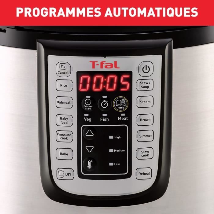 Multicuiseur Tefal Fast & Delicious CY505E10 - 6L, 25 Programmes, Cuisson Sous Pression - Pour Famille