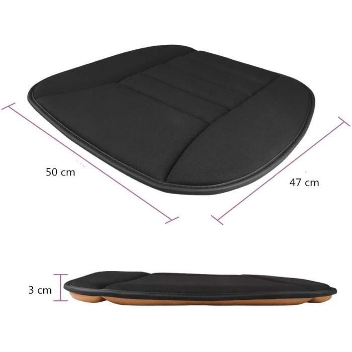 Coussin Siège En Mousse Mémoire - 50x50x3cm - Noir - Pour Bureau, Voiture, Fauteuil - Confort Dos Et Fesses