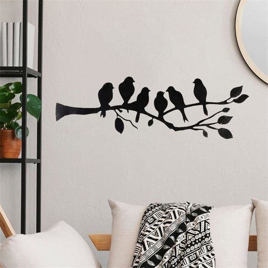 Peinture Murale Interieur Déco Murale Métal Oiseaux Sur Branche - 43x18.6cm (HENGBIRD) Décoration Murale Oiseaux Métal