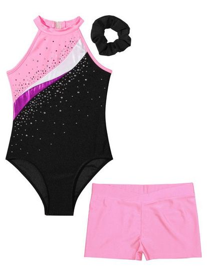 Justaucorps Gymnastique Fille Avec Strass – Sans Manches, Dos Goutte D’eau, Pour Danse Et Patinage