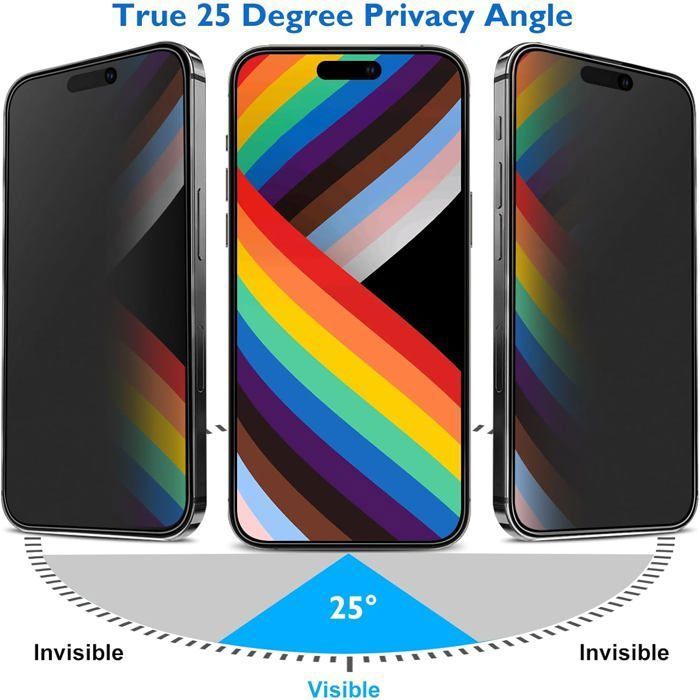 Verre trempé Anti-espion iPhone 17 Pro avec Applicateur - 4Smarts Second Glass Transparent - Français