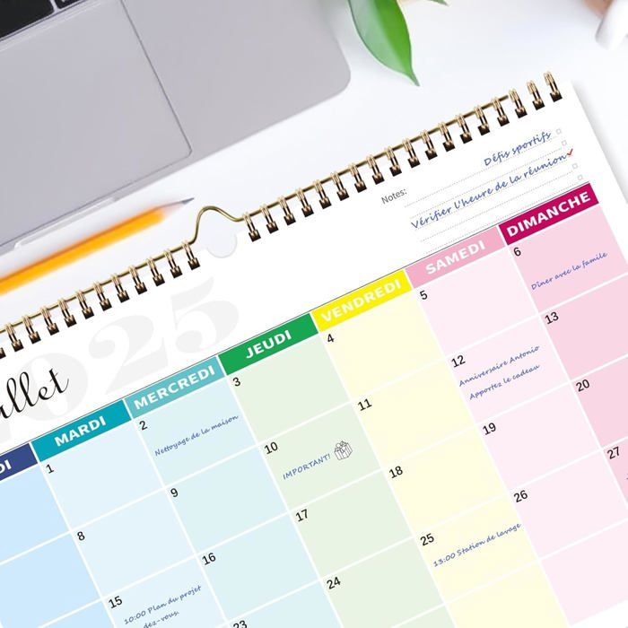 Calendrier De Bureau 2025-2026 18 Mois - De Juillet 2025 à Décembre 2026, Motif écossais Arc-en-ciel | Planificateur Mensuel Avec Pages Notes