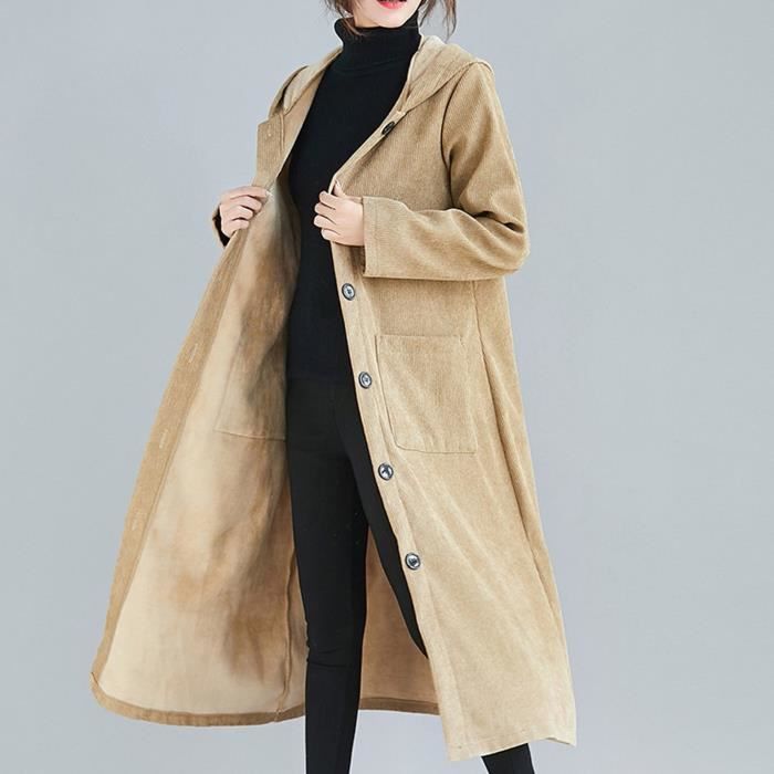 Trench velours deals cotelé femme