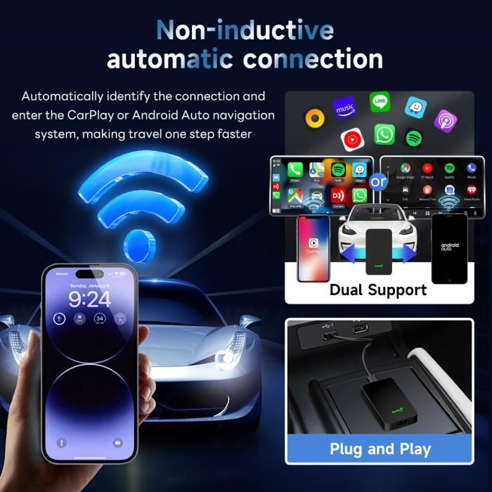 CarPlay Ai Smart Box, Android 10, système de lecture de voiture