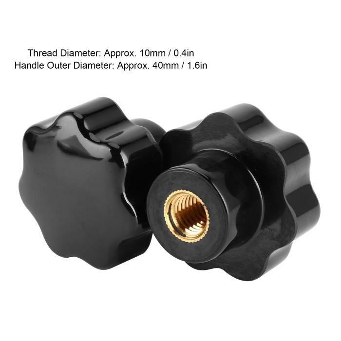 2 Poignées Bouton étoile M10 En Laiton Et Bakélite Noire - Diamètre 10mm, Longueur 39mm, Marque Uxcell