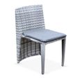 Table de jardin en résine tressée - Doppio - Nuances de gris. Coussins gris chiné - 2 chaises. encastrable.  spécial balcon ou-3