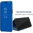 Coque Redmi Note 10 4g Xiaomi Housse Etui À Rabat Chromé Miroir Cover View bleu-3