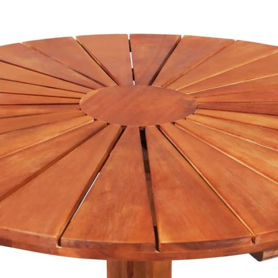 Table Sur Pied Bois D Acacia Massif 70 X 70 Cm Rond Brun