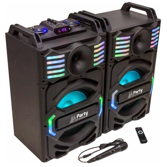 N-GEAR Disco Block 410 - Bluetooth Speaker - Karaoke Set - Party Box With 2 Microphones Pink