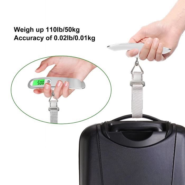 Pèse-bagages Numérique Hypercube - Balance Portable Pour Valise Jusqu'à 50 Kg, écran LCD Rétroéclairé, Fonction Tare - 6