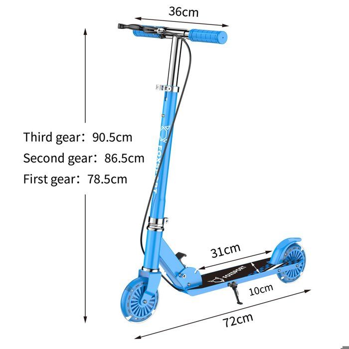Trottinette Enfant Pliable Sonnewelt – Guidon Réglable 3 Hauteurs, Charge 100 Kg, Roues 190 Mm, Bandoulière Incluse