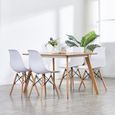 Lot de 6 chaises de salle à manger scandinave - Blanc - Pieds en hêtre - Taille 41 x 46 x 82 cm-0