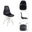 Lot de 4 Chaises avec pieds en métal chromé Chaise de salle à manger en Plastique Noir-0