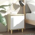 2490•NEUF&Table de chevet Style moderne Armoire chambre,Table d'appoint pieds en bois Blanc et Chêne sonoma 40x30x50 cm Haute qualit-0