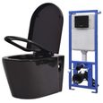 FNCM® Toilette suspendue au mur Design Moderne Pack WC - WC Cuvette avec réservoir caché - Céramique - Noir ❤2440-0