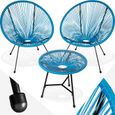 TECTAKE Ensemble table et chaises de jardin SANTANA Résistant aux intempéries Résistant aux UV - Bleu-0
