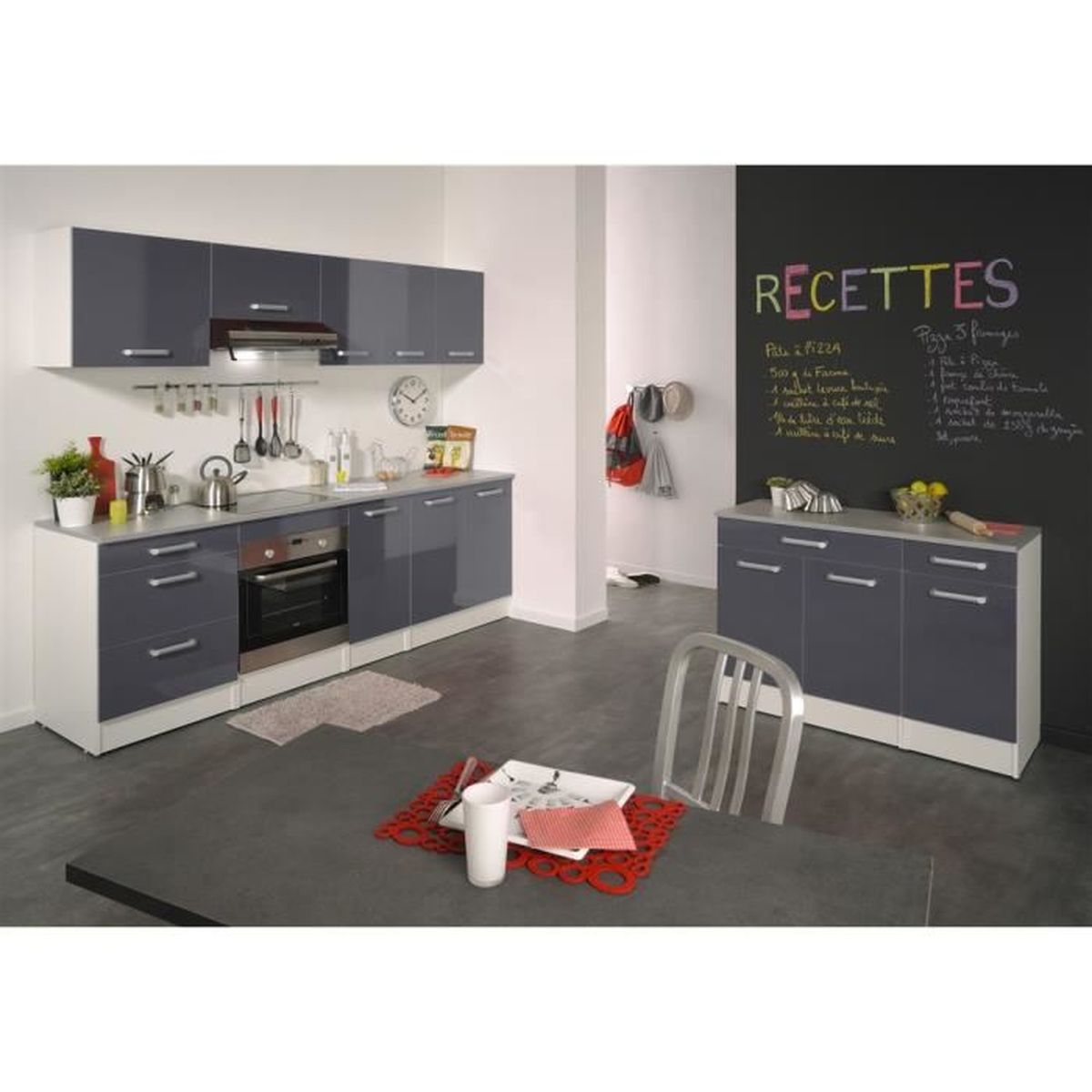 Meuble Bas De Cuisine Moderne 60 Cm Pour Four Coloris Gris Gris