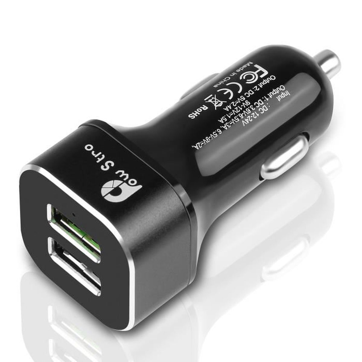 Delleu Mini Chargeur de Voiture Double Port USB Adaptateur de Voiture Chargeur Rapide Adaptateur de Charge Rapide 2 Ports